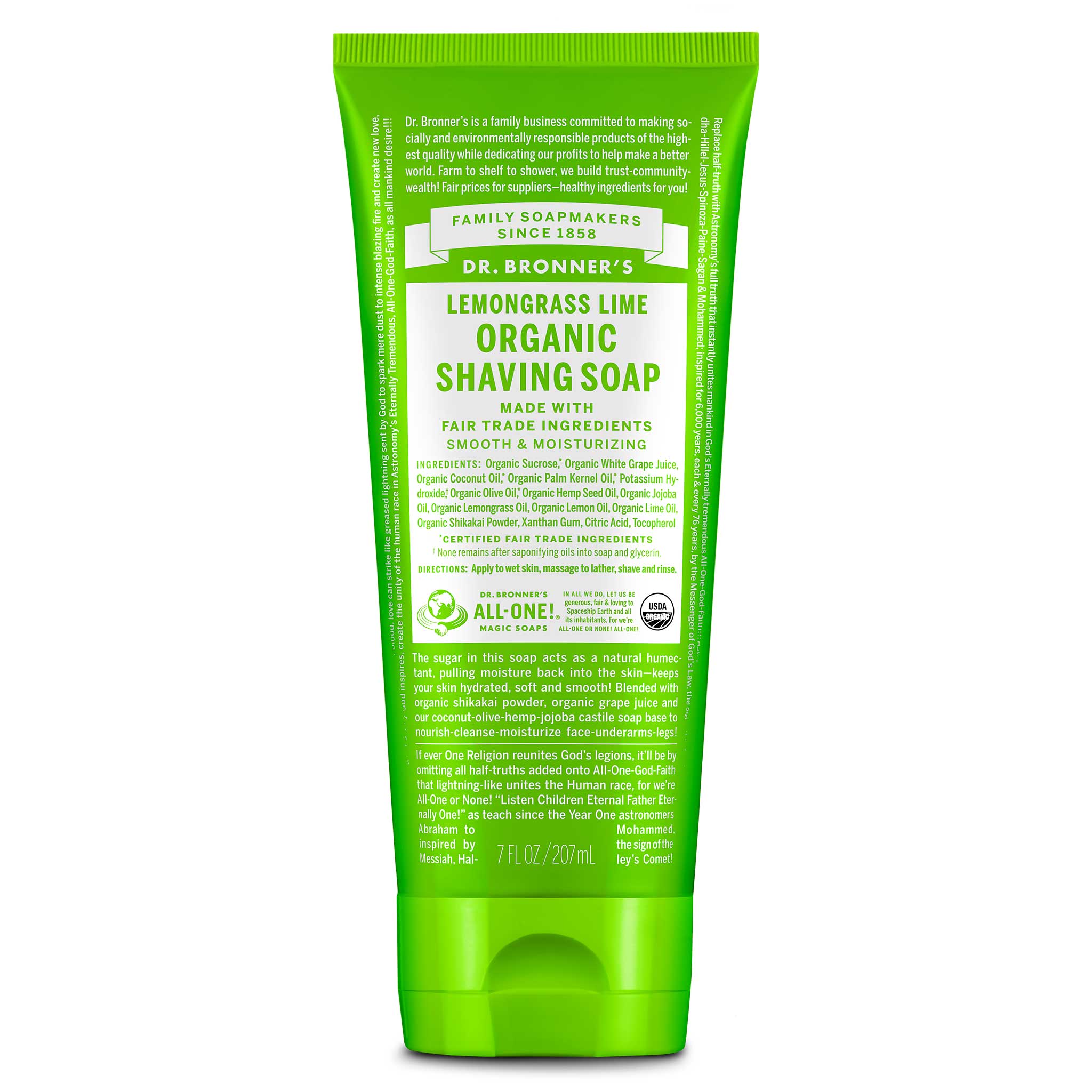 dr-bronners-organic-shaving-soap-7oz-lemongrass-lime-1 Lemongrass Lime - Organic Shaving Soaps - Image 1